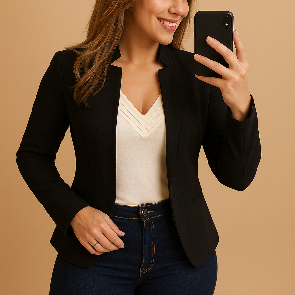Lightweight blazer with lapel collar for women | Noelle