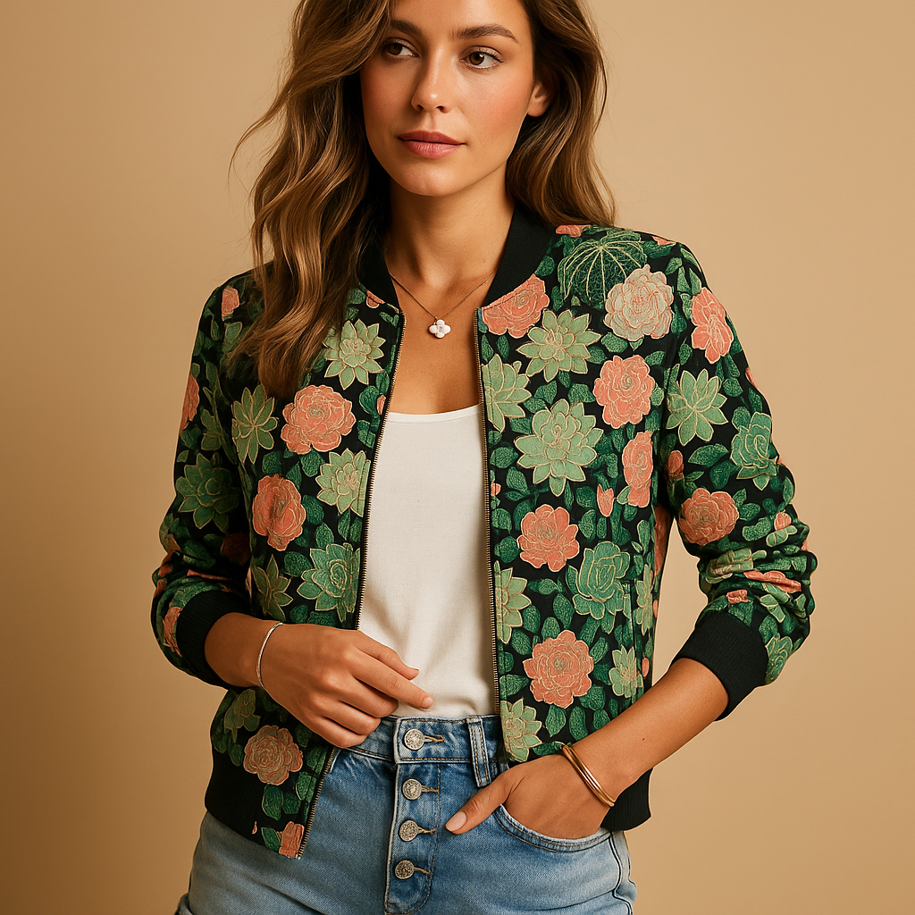 Lightweight printed summer jacket with relaxed fit for women | Dympna