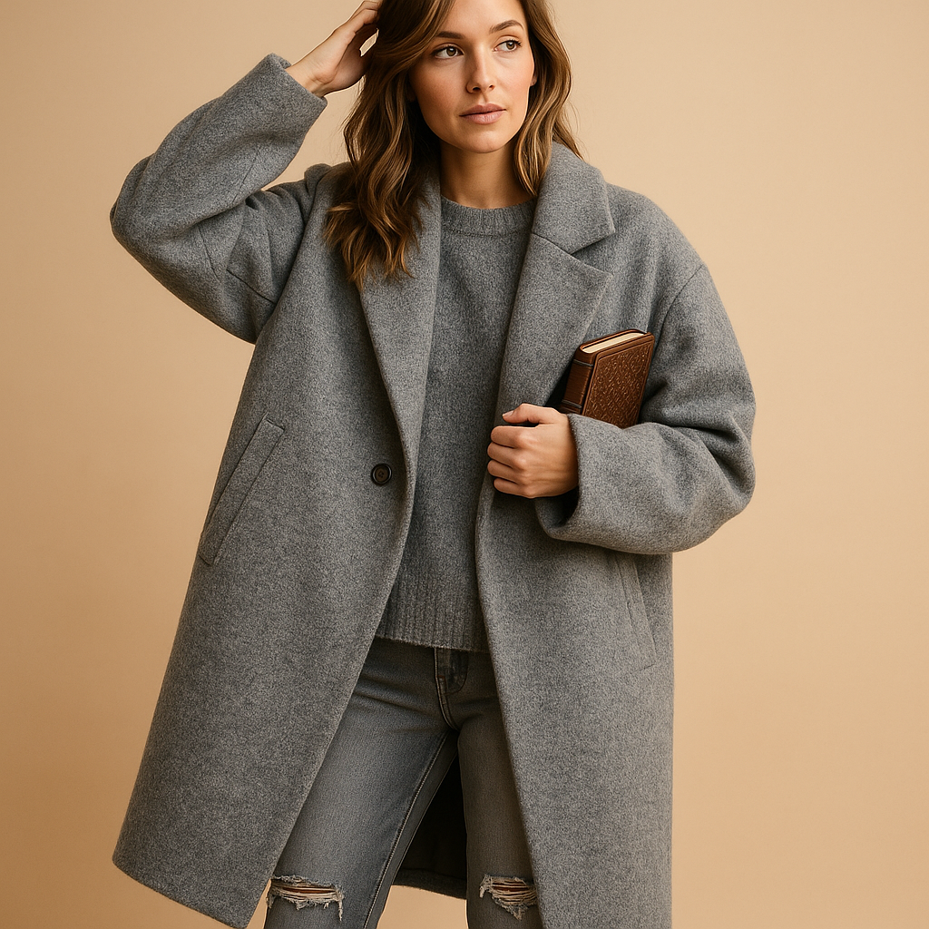 Long autumn coat with pockets for women | Hazel