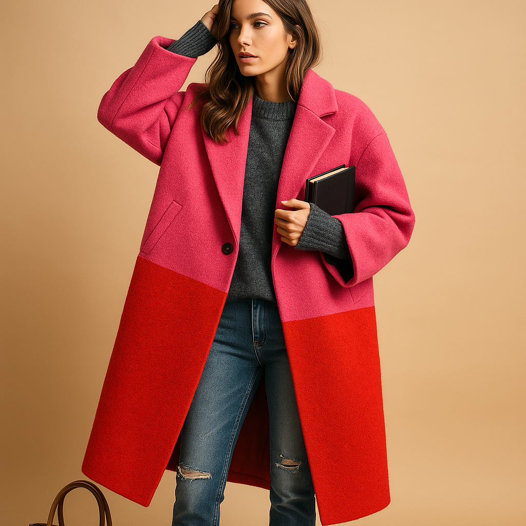 Long autumn coat with pockets for women | Hazel