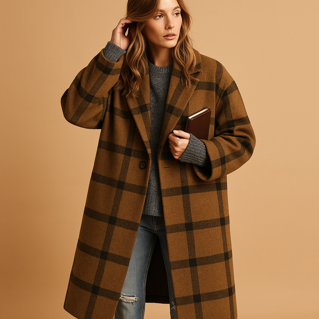 Long autumn coat with pockets for women | Hazel