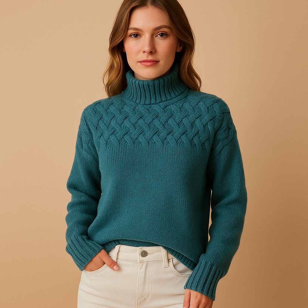 Long knit turtleneck sweater for women | Sansa