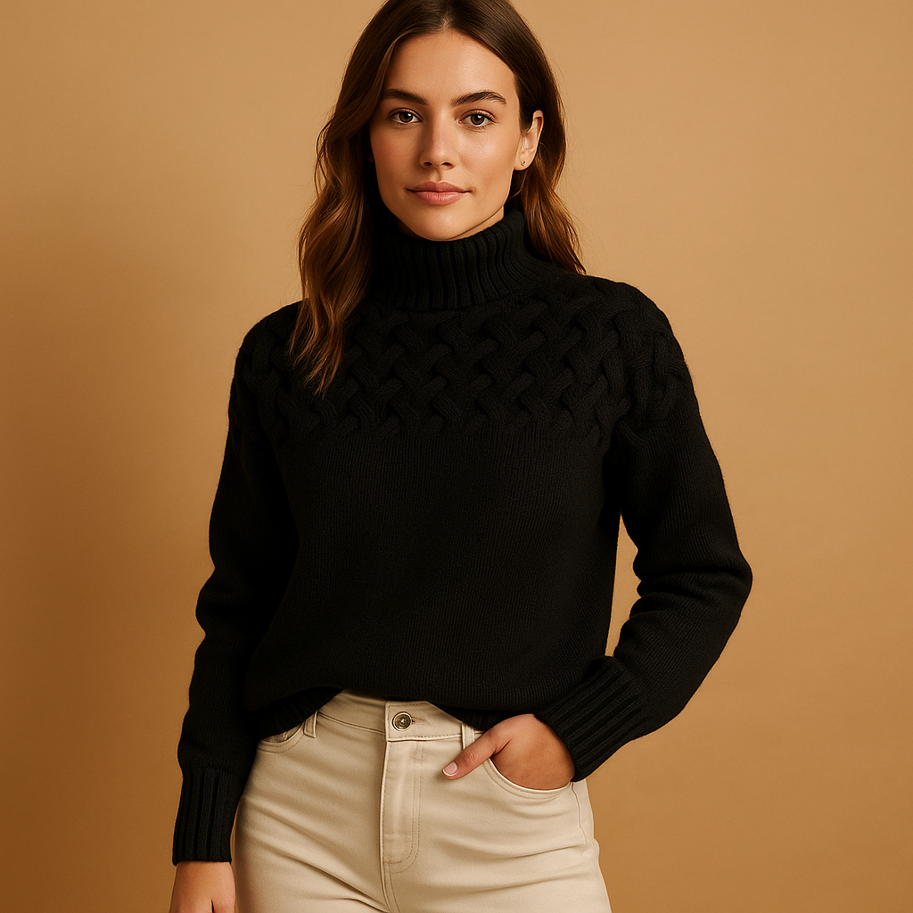 Long knit turtleneck sweater for women | Sansa
