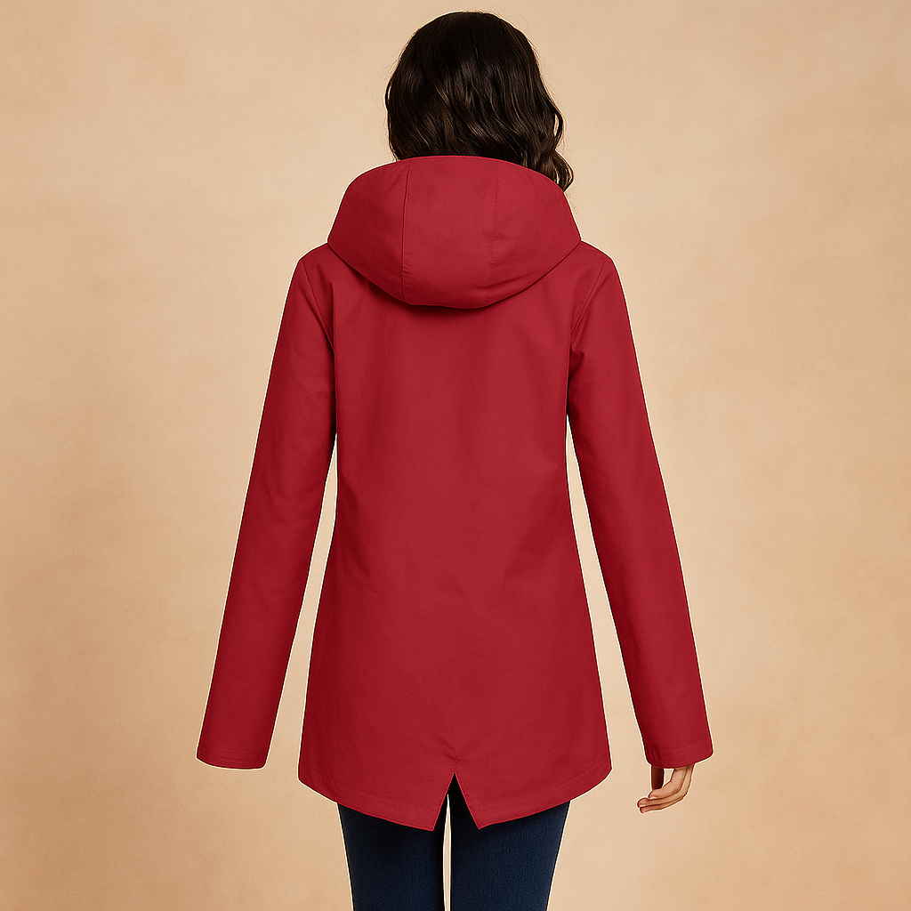 Long waterproof raincoat with hood for women | Francine