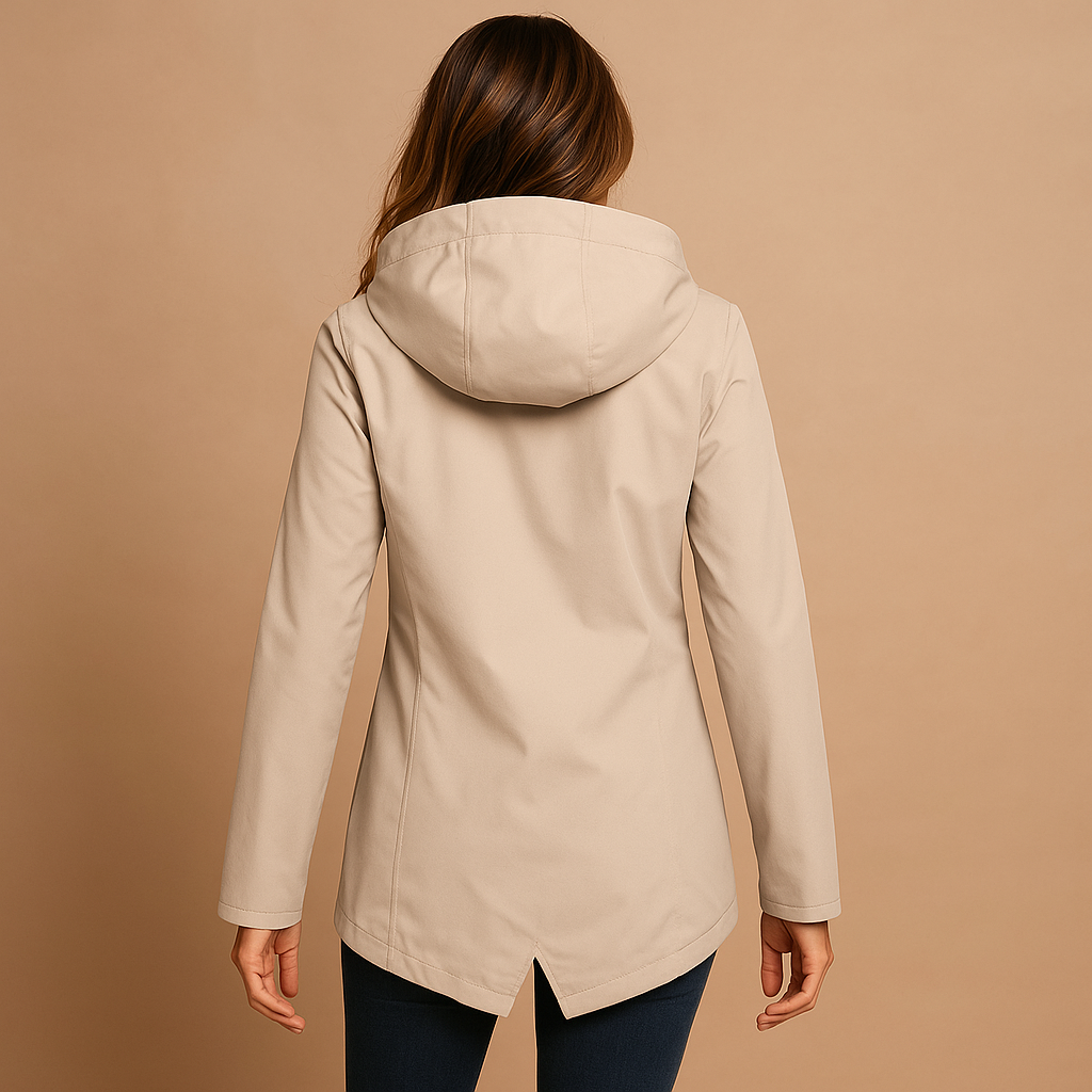 Long waterproof raincoat with hood for women | Francine