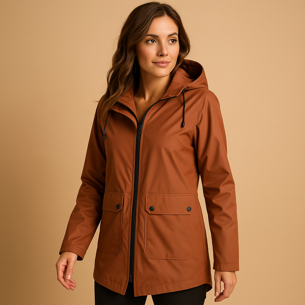 Long waterproof raincoat with hood for women | Francine