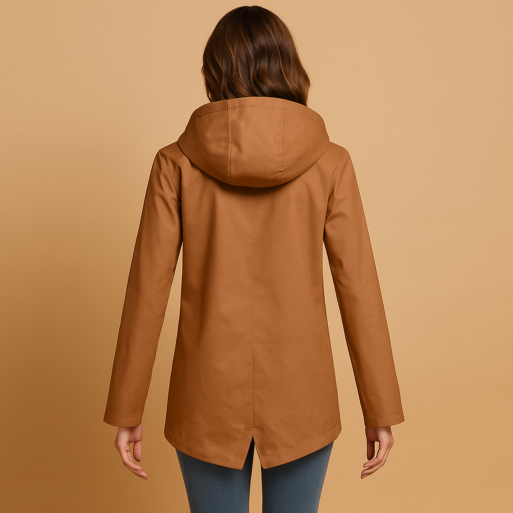 Long waterproof raincoat with hood for women | Francine