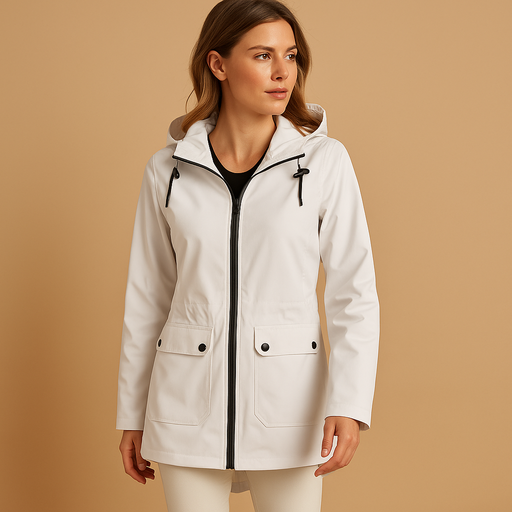 Long waterproof raincoat with hood for women | Francine