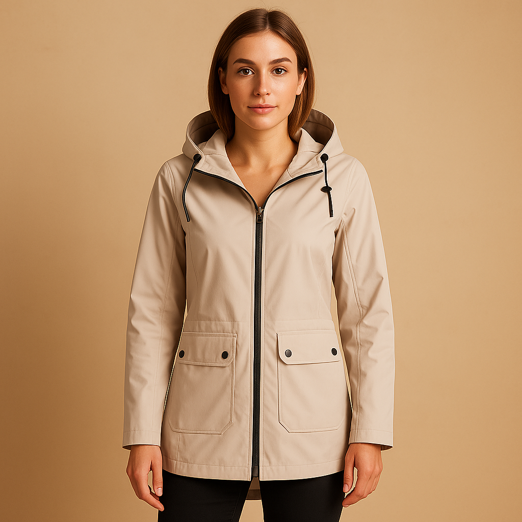 Long waterproof raincoat with hood for women | Francine