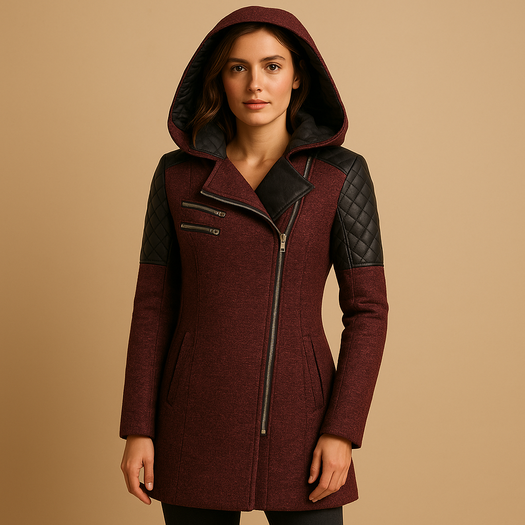 Long winter coat with hood for women | Riley