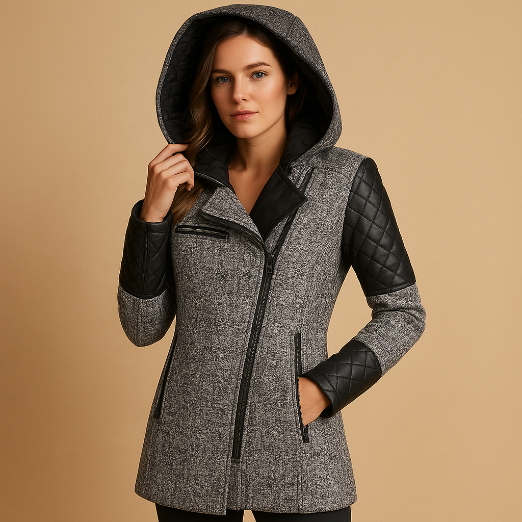 Long winter coat with hood for women | Riley