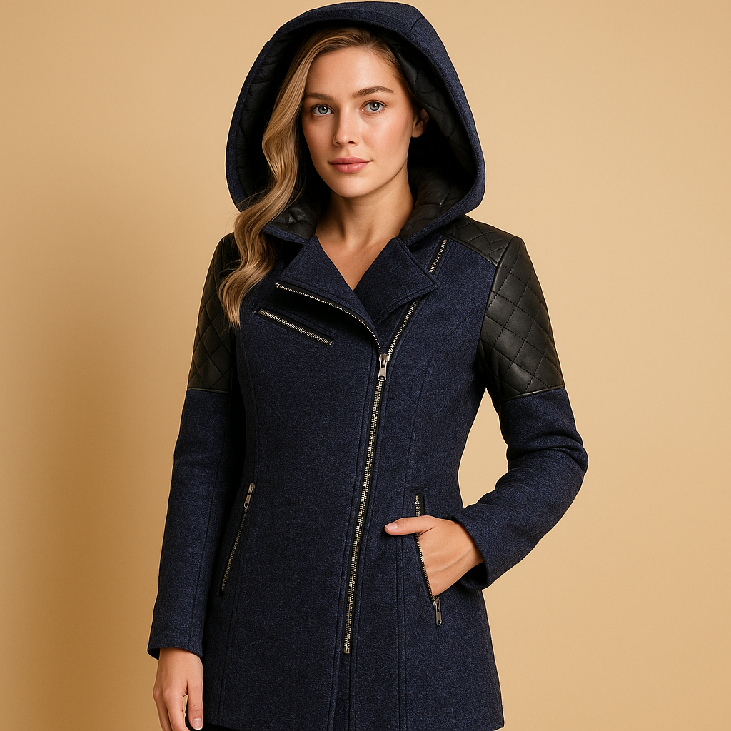 Long winter coat with hood for women | Riley