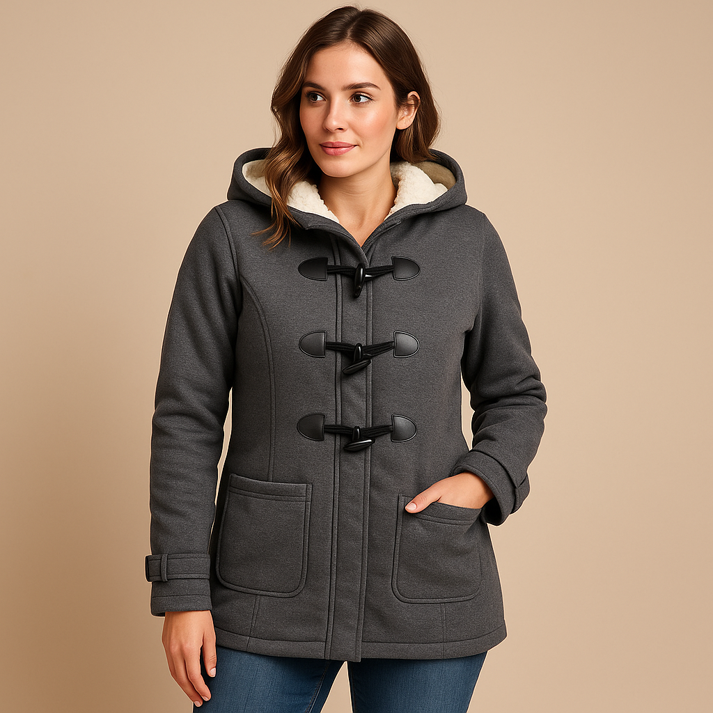 Long winter coat with hood for women | Samantha