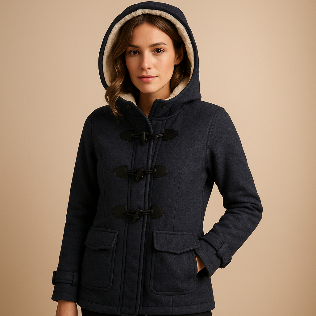 Long winter coat with hood for women | Samantha