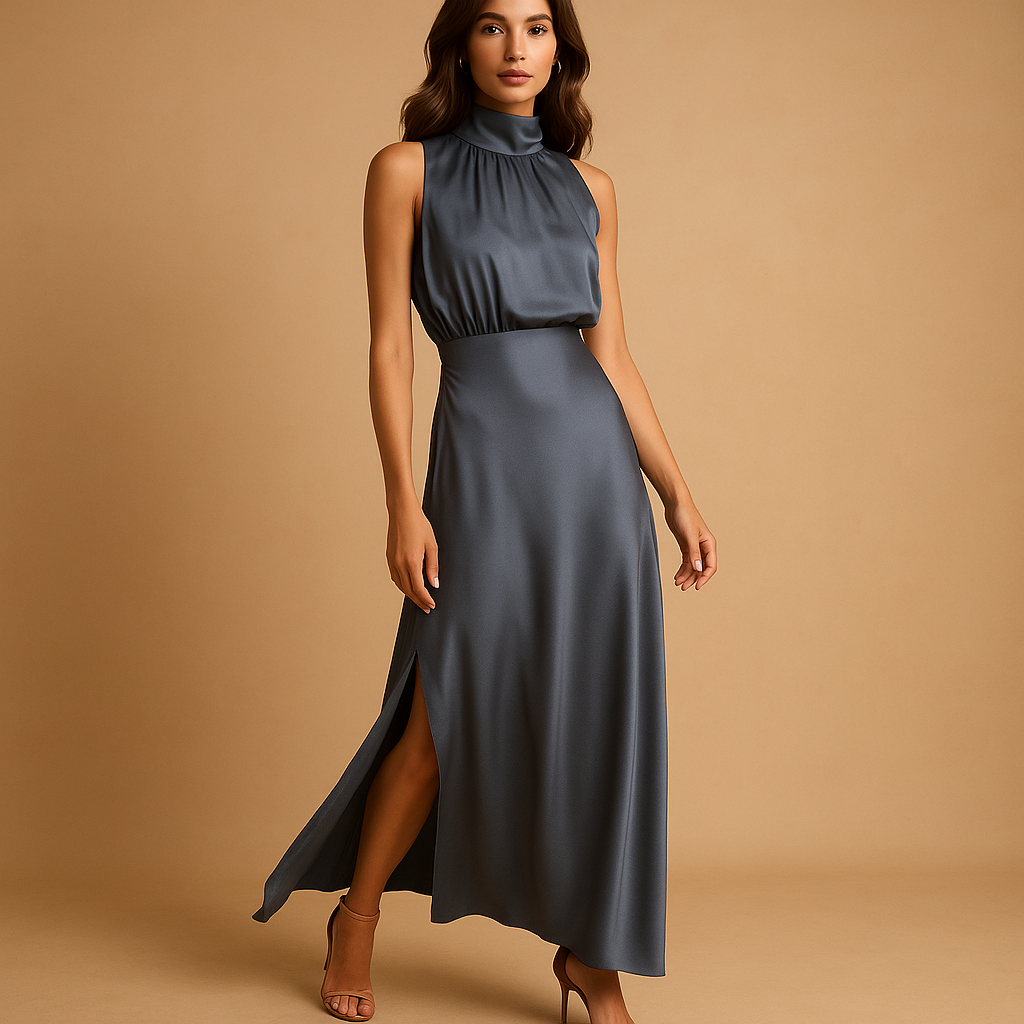 Maxi dress with side slit for women | Elaina