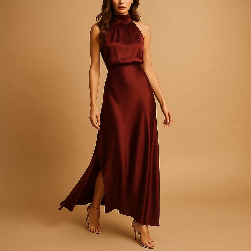 Maxi dress with side slit for women | Elaina