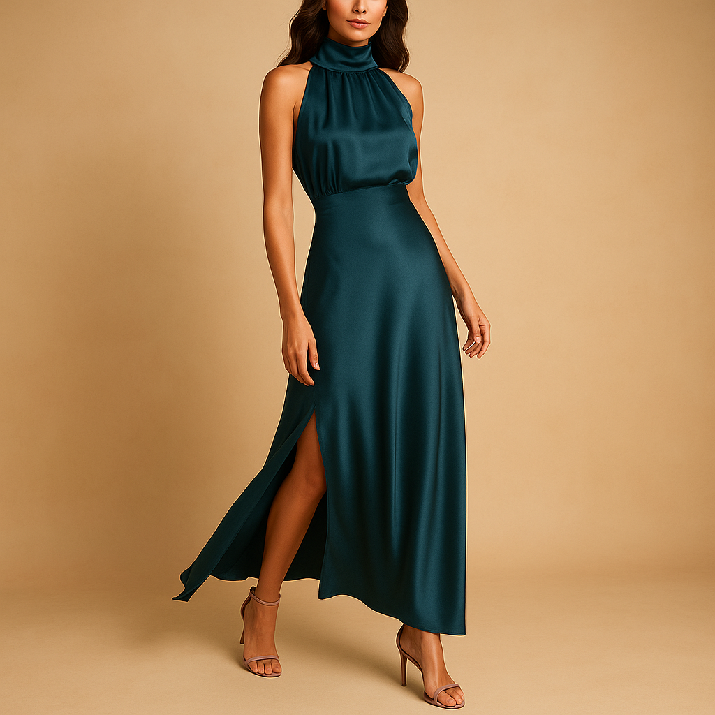 Maxi dress with side slit for women | Elaina