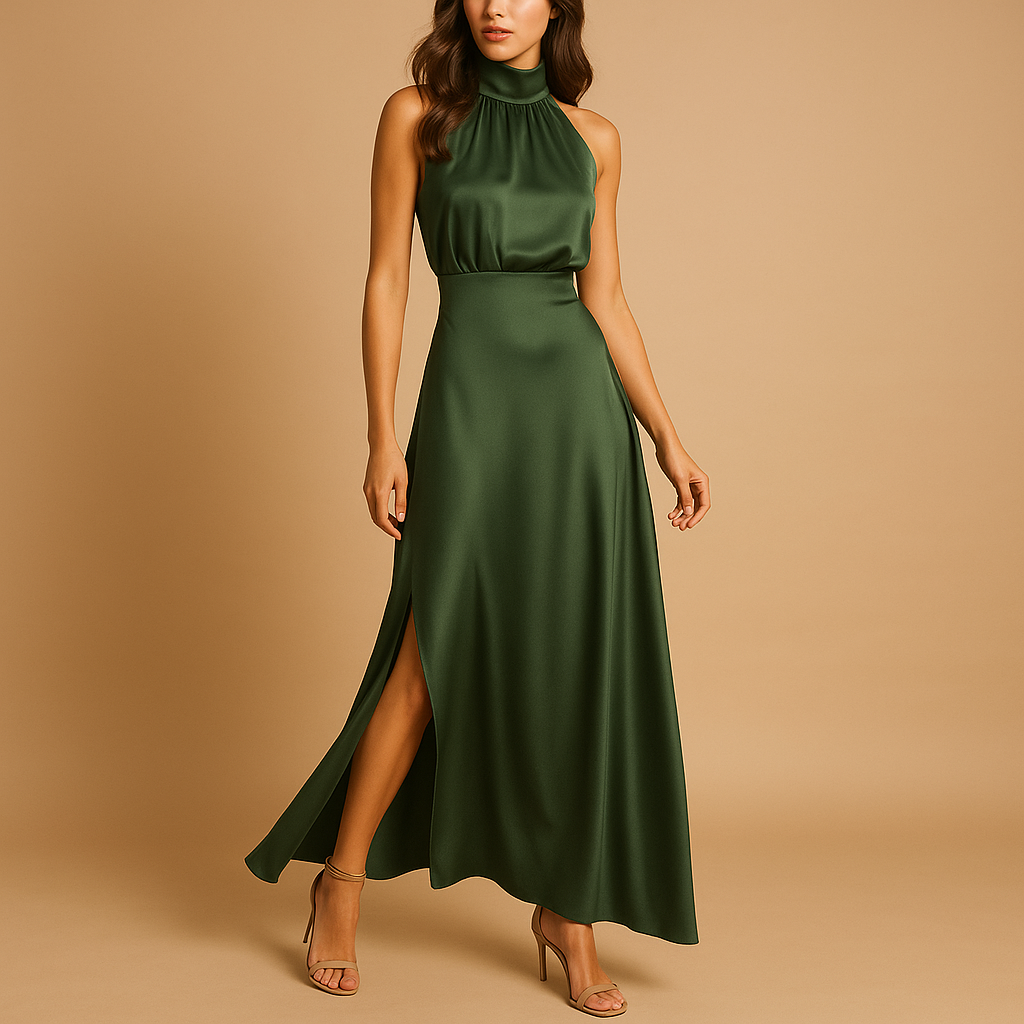 Maxi dress with side slit for women | Elaina