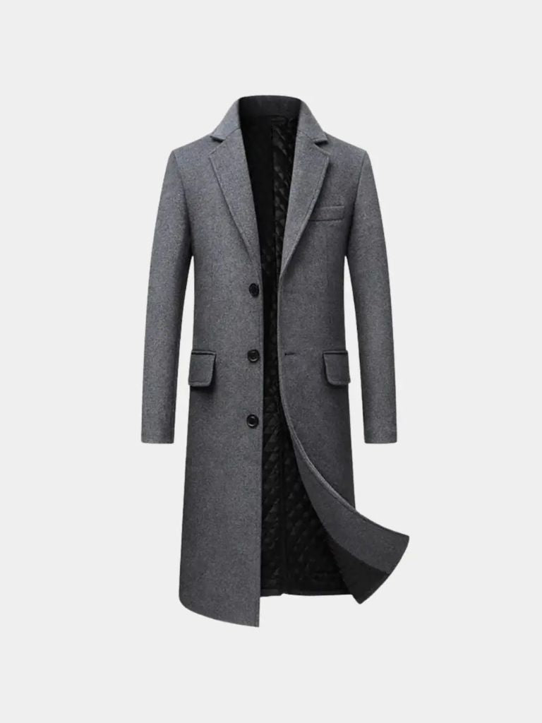 Mens Wool Blend Trench Coat for Men