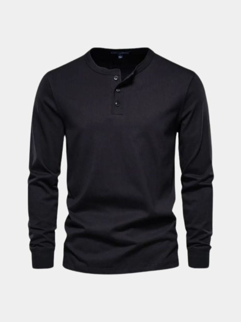 Minimalist Henley Neck Long Sleeve T-Shirt for Men