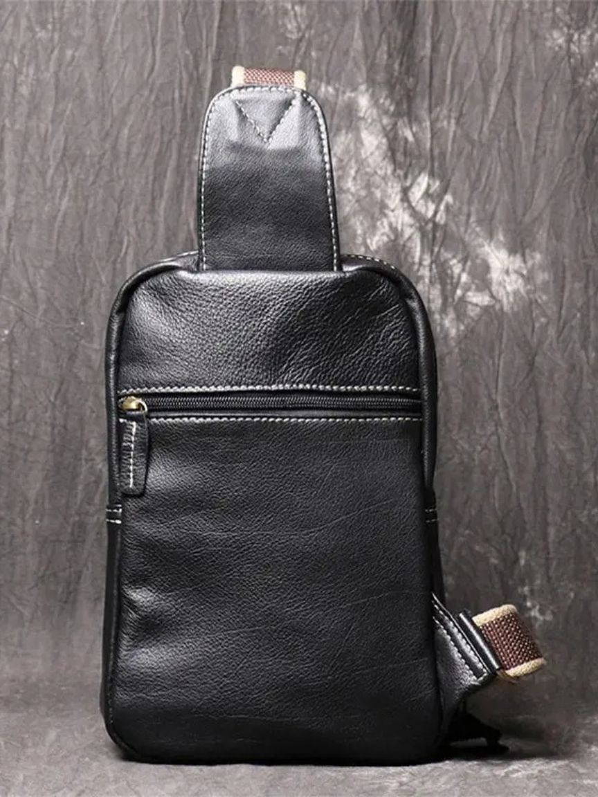 Minimalist Leather Shoulder Bag for Men