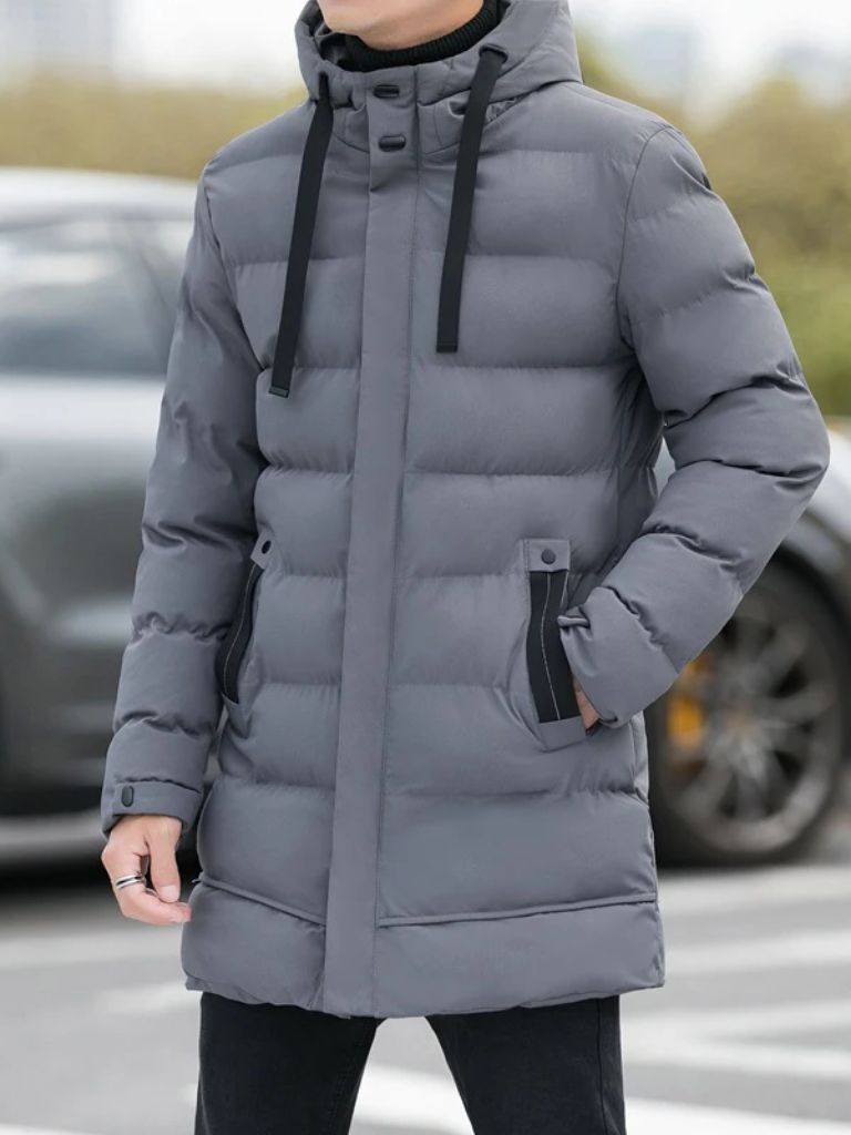 Minimalist Long Puffer Jacket for Men