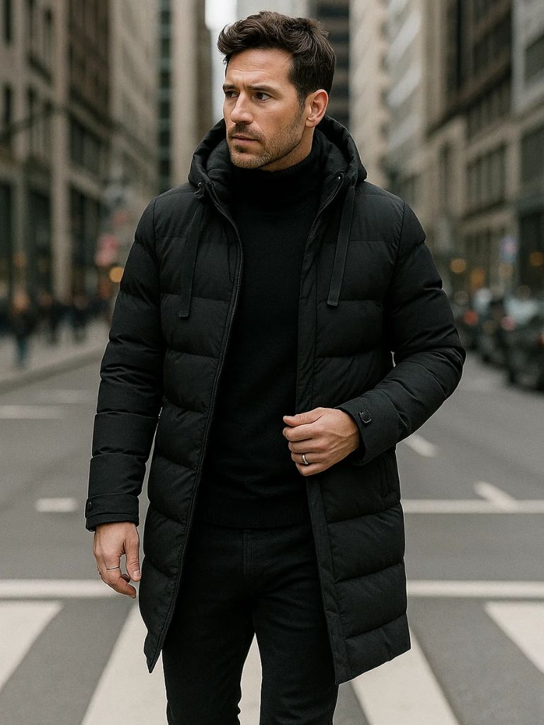Minimalist Long Puffer Jacket for Men