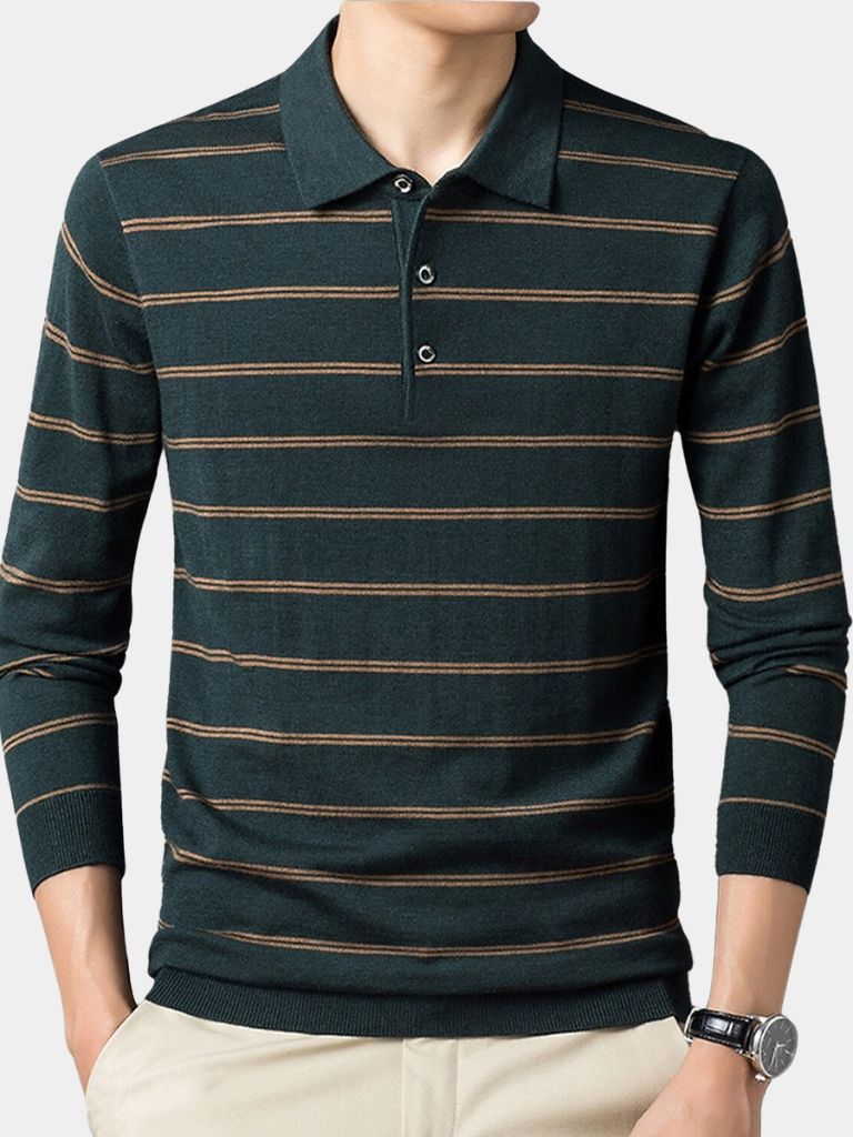 Navy Sunset Striped Polo for Men