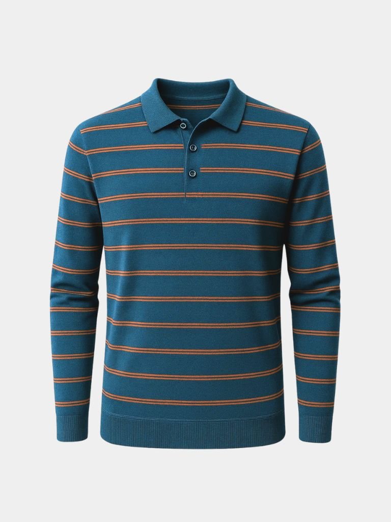 Navy Sunset Striped Polo for Men