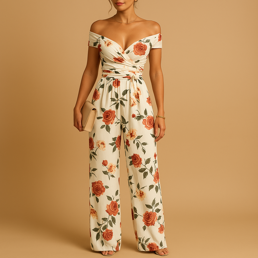 Off-shoulder floral jumpsuit for women | Juliette