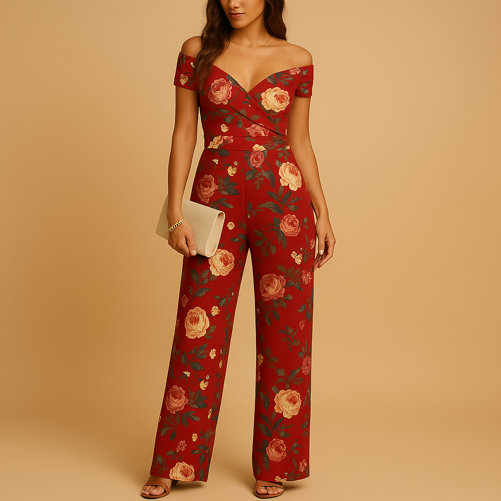 Off-shoulder floral jumpsuit for women | Juliette