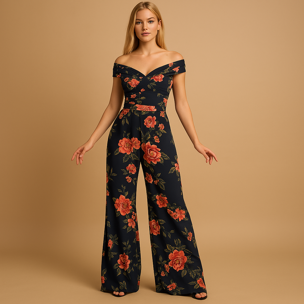 Off-shoulder floral jumpsuit for women | Juliette