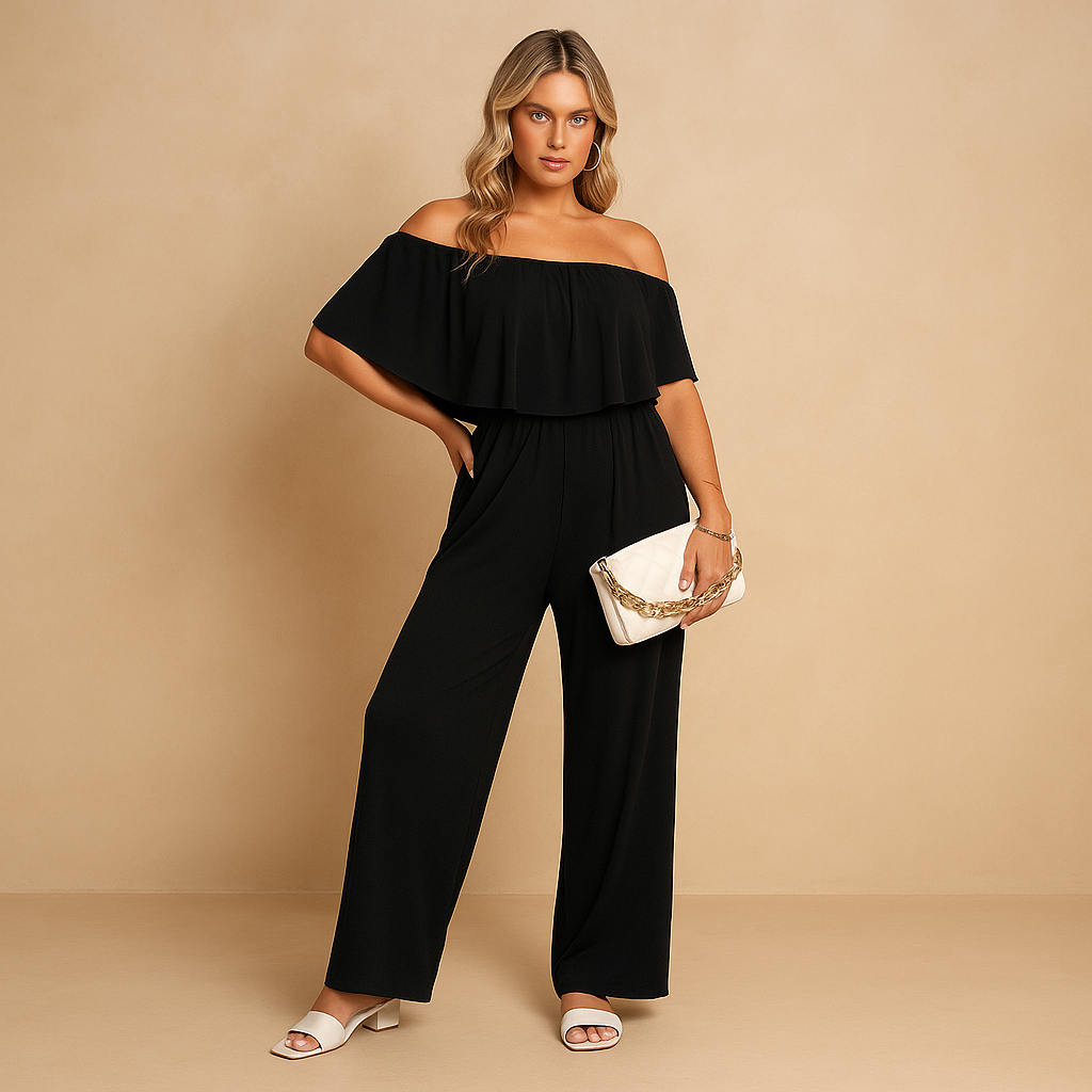 Off-shoulder summer jumpsuit with loose fit for women | Isla
