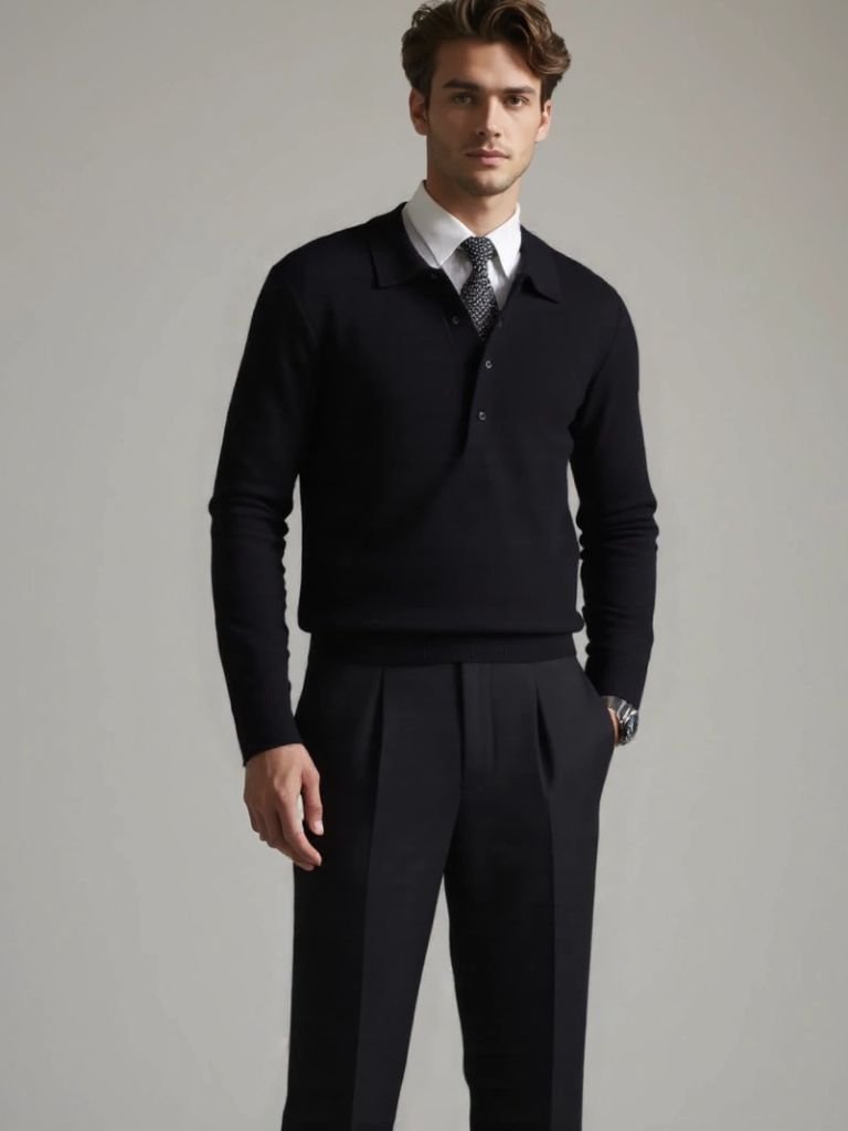 Old Money Knit Polo Sweater for Men