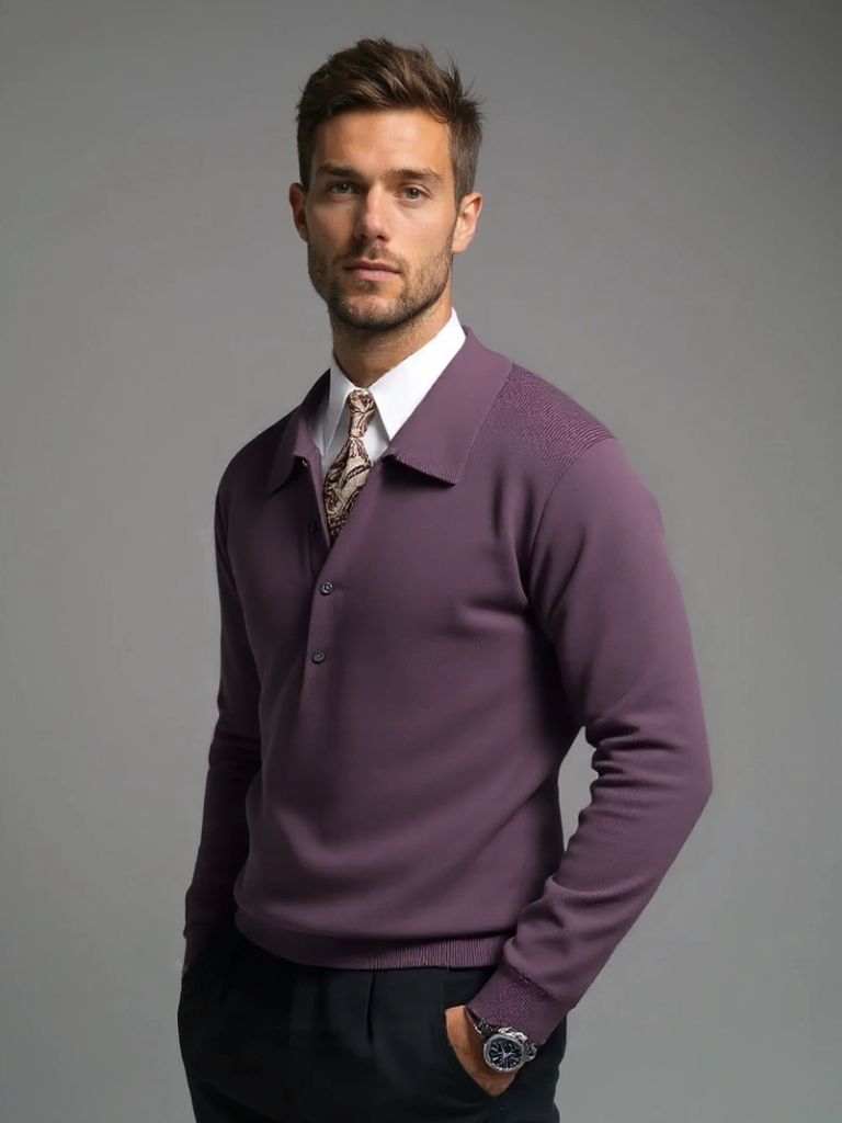Old Money Knit Polo Sweater for Men