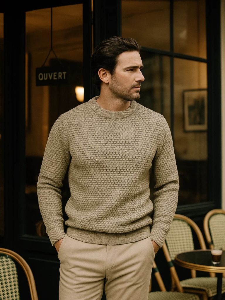 Old Money Textured Pullover for Men