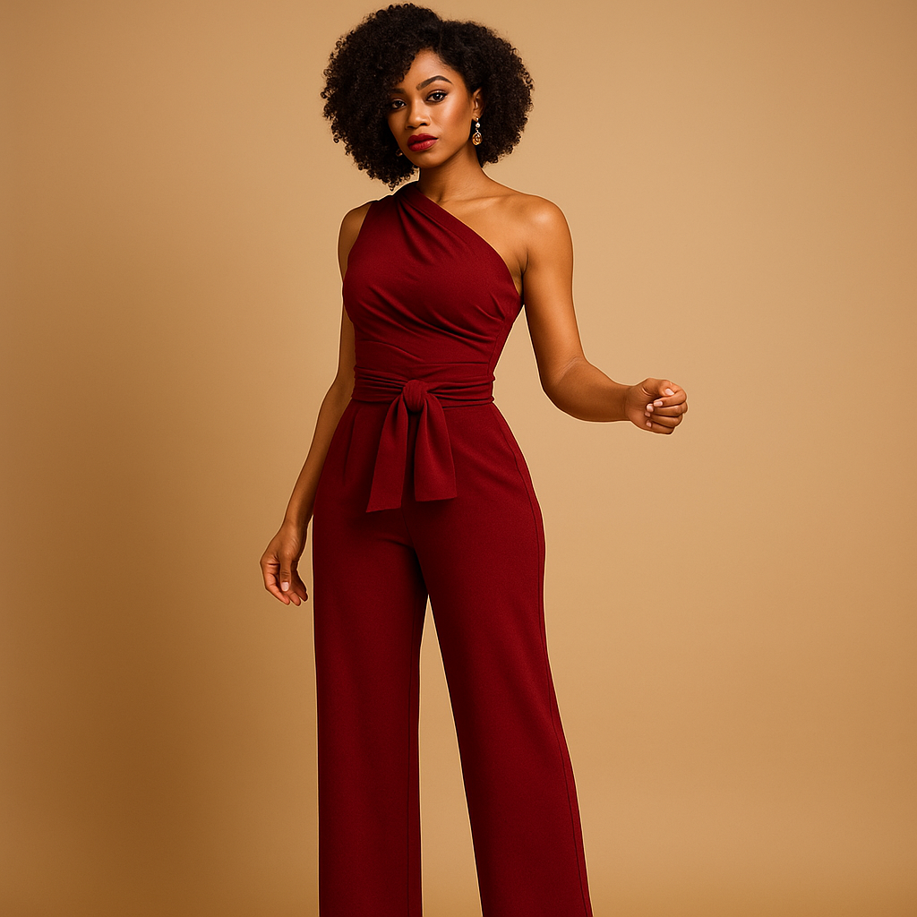 One-shoulder wide-leg jumpsuit for women | Femke