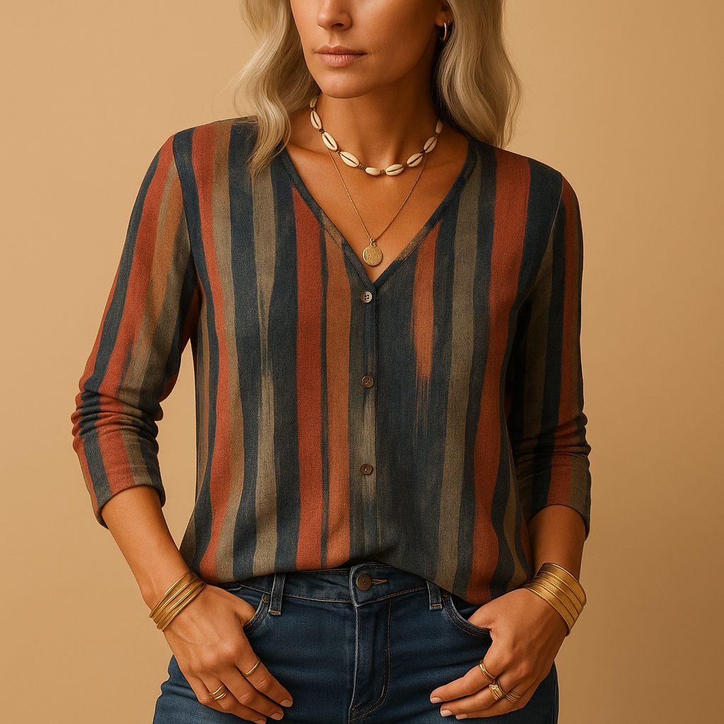 Patterned long sleeve cotton top for women | Harper