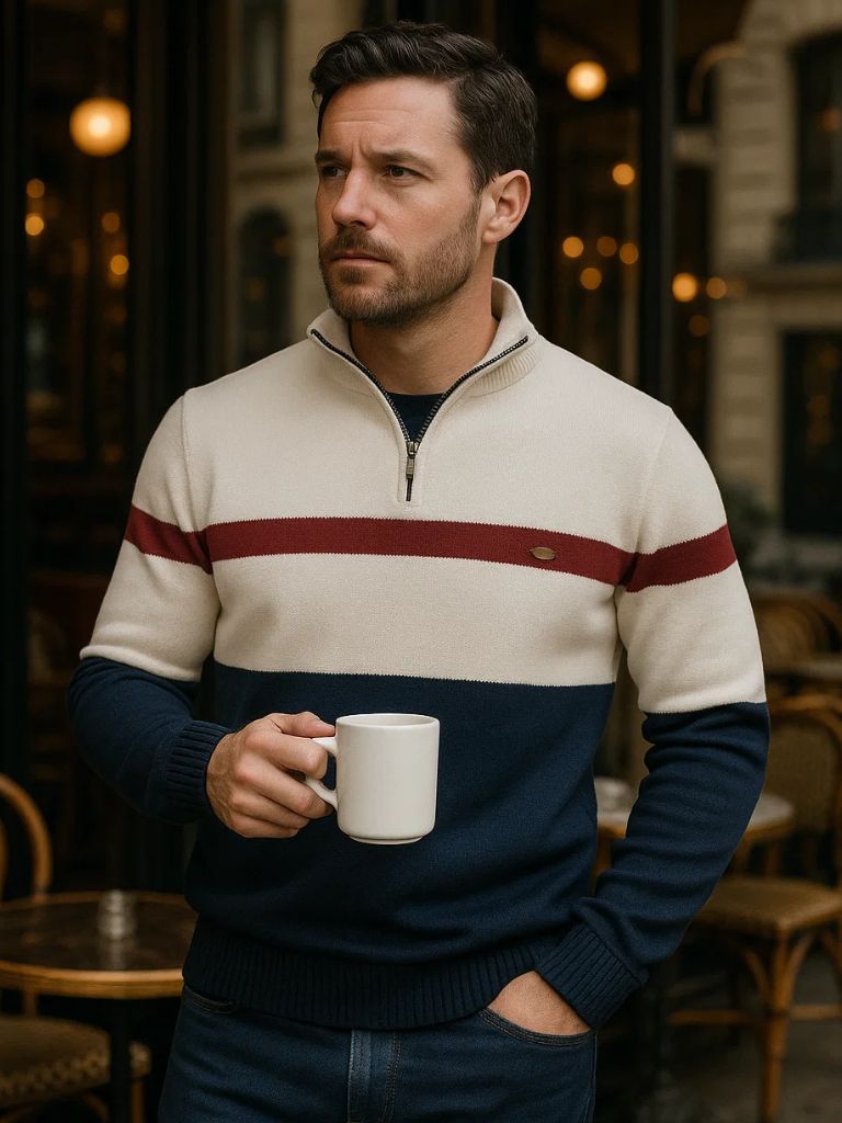 Quarter-Zip Jumper Sweater for Men