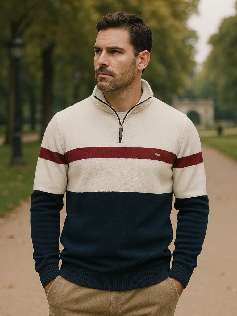 Quarter-Zip Jumper Sweater for Men