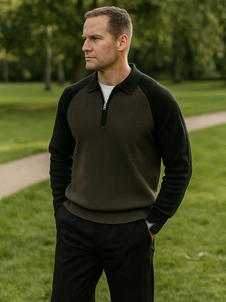 Raglan Quarter Zip Sweater for Men