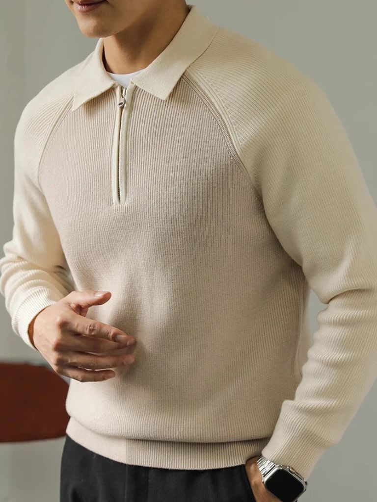 Raglan Quarter Zip Sweater for Men
