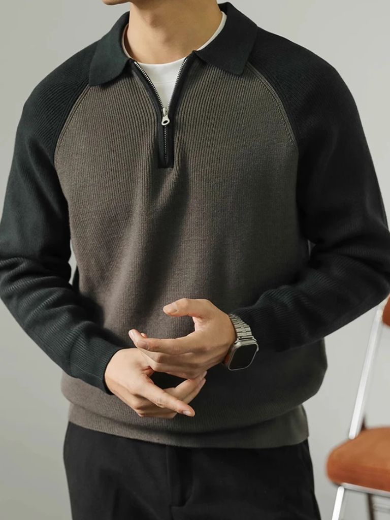 Raglan Quarter Zip Sweater for Men
