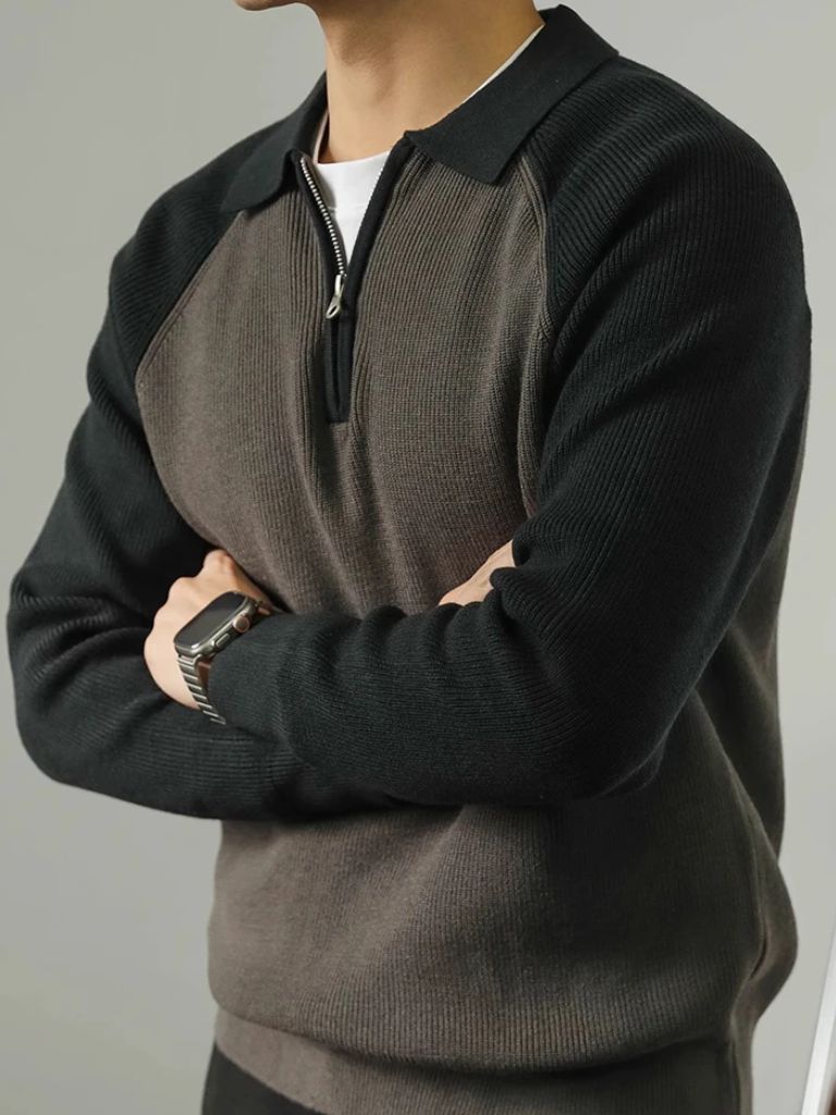 Raglan Quarter Zip Sweater for Men