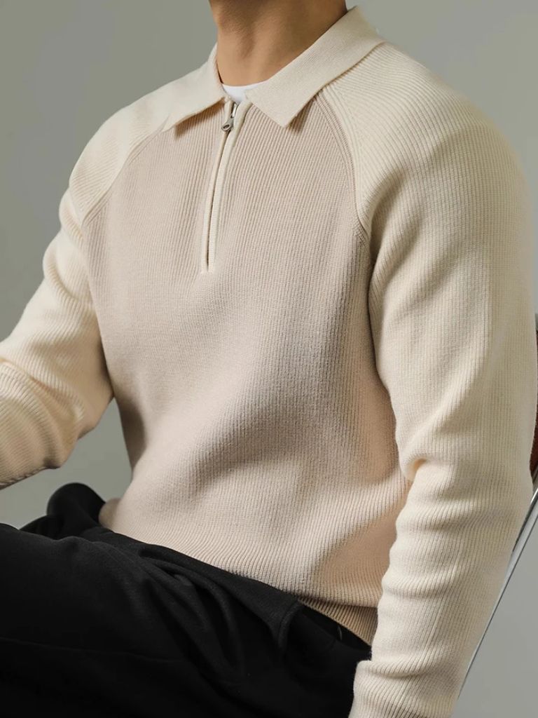 Raglan Quarter Zip Sweater for Men