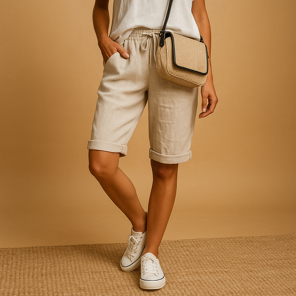 Relaxed fit capri pants with drawstring for women | Hazel