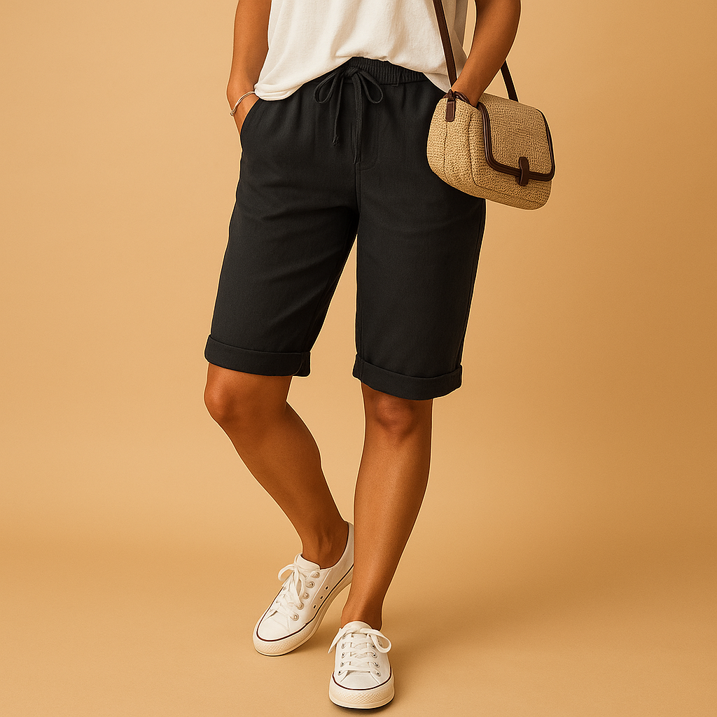 Relaxed fit capri pants with drawstring for women | Hazel