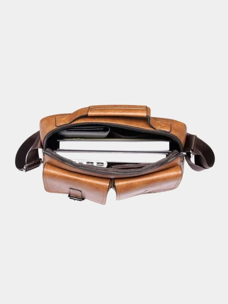 Retro Leather Square Shoulder Bag for Men