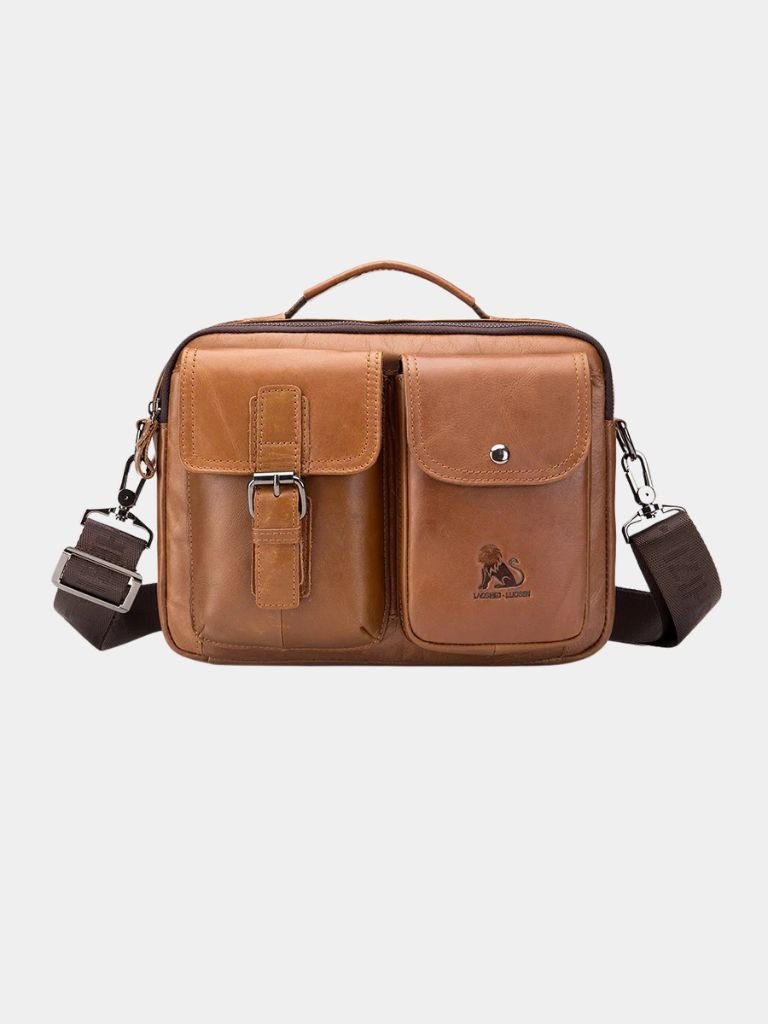 Retro Leather Square Shoulder Bag for Men