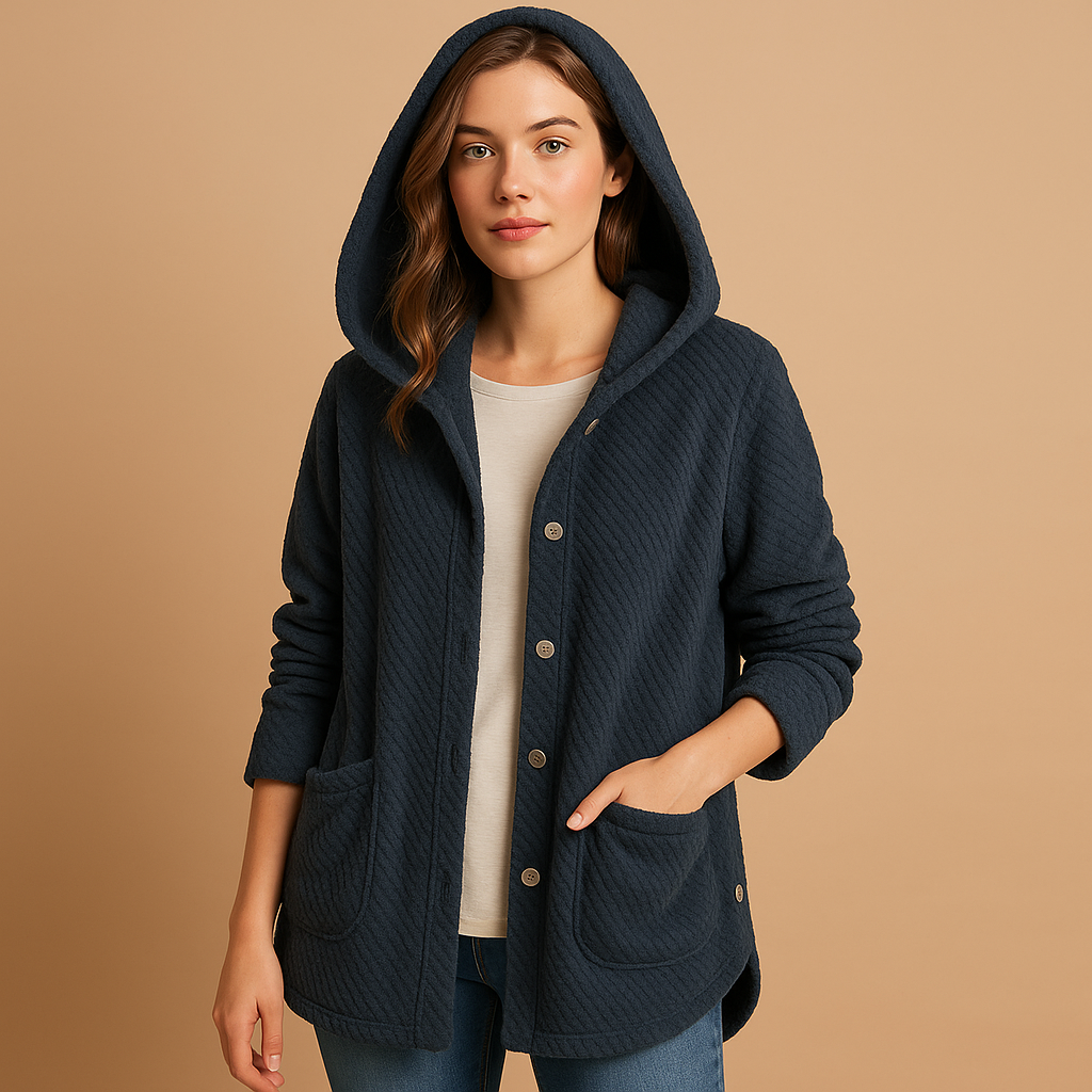 Reversible fleece jacket with hood for women | Bexley